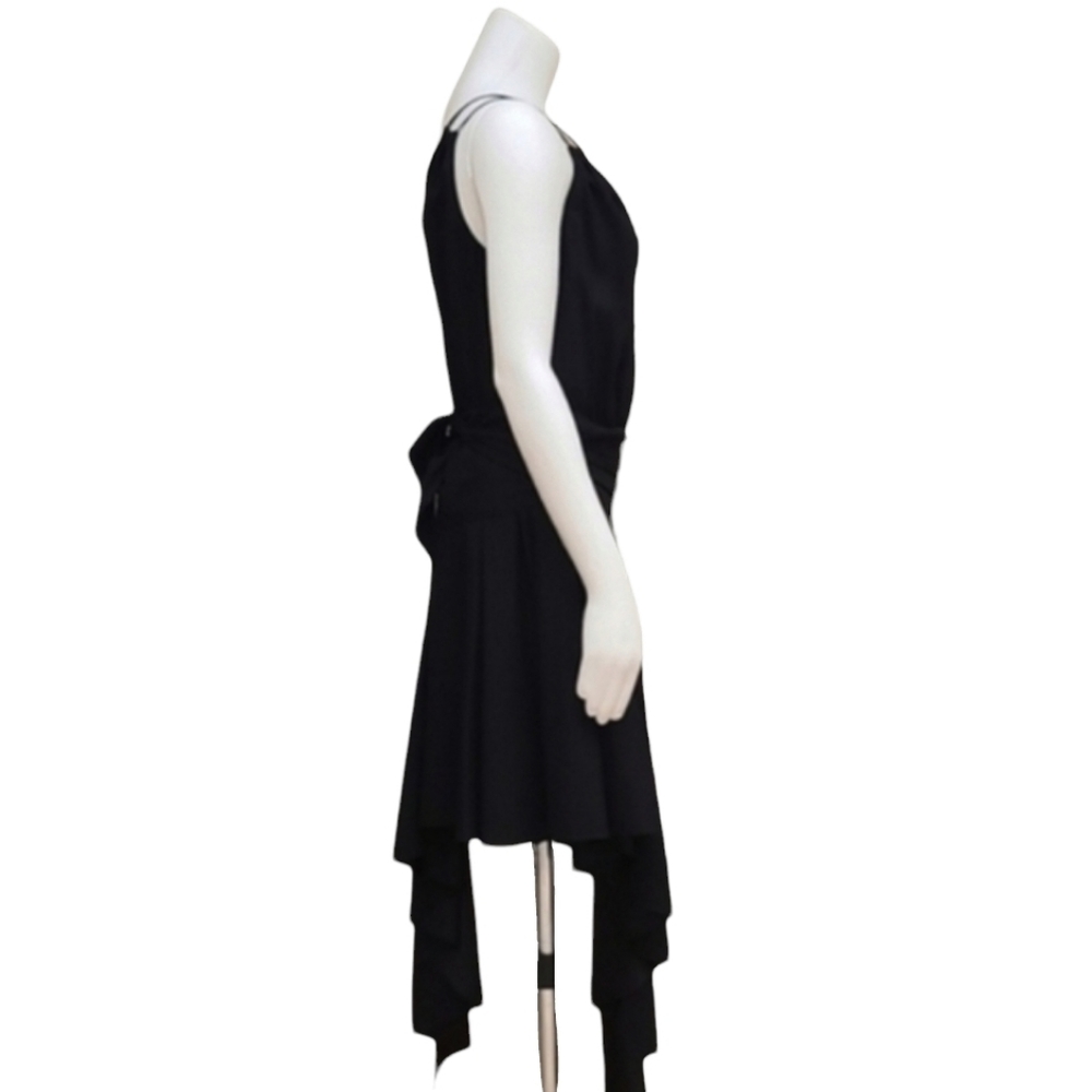GUESS by MARCIANO Black Asymmetrical Wrap Dress Size M Goth Punk Y2K Bodycon Alt - Picture 4 of 16
